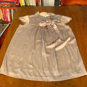 Asymmetrical Loose fit Tie neck silk blouse